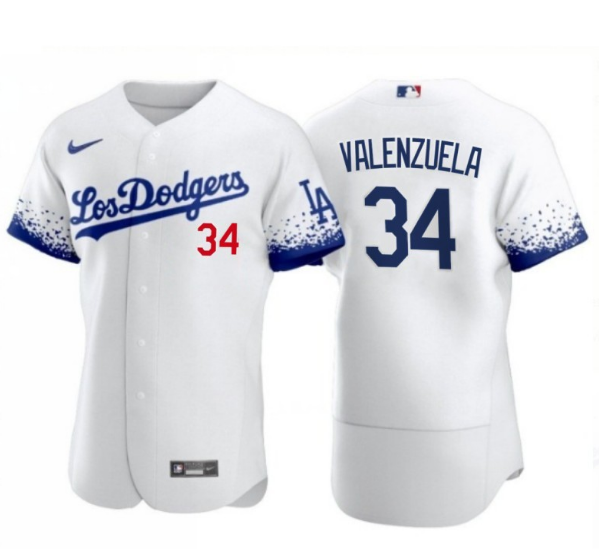 Men's Los Angeles Dodgers #34 Toro Valenzuela 2021 White City Connect Flex Base Stitched Baseball Jersey Men's Los Angeles Dodgers #34 Toro Valenzuela 2021 White City Connect Flex Base Stitched Baseball Jersey